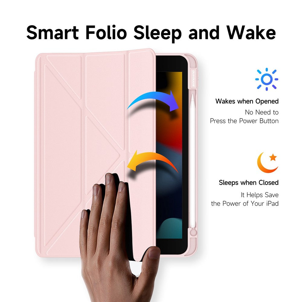 for iPad (2025) / 10.9 (2022) Magi Tablet Case Detachable Leather Cover with V-Fold Stand - Pink