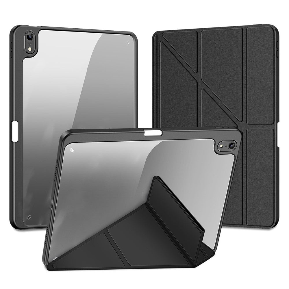 for iPad (2025) / 10.9 (2022) Magi Tablet Case Detachable Leather Cover with V-Fold Stand - Black