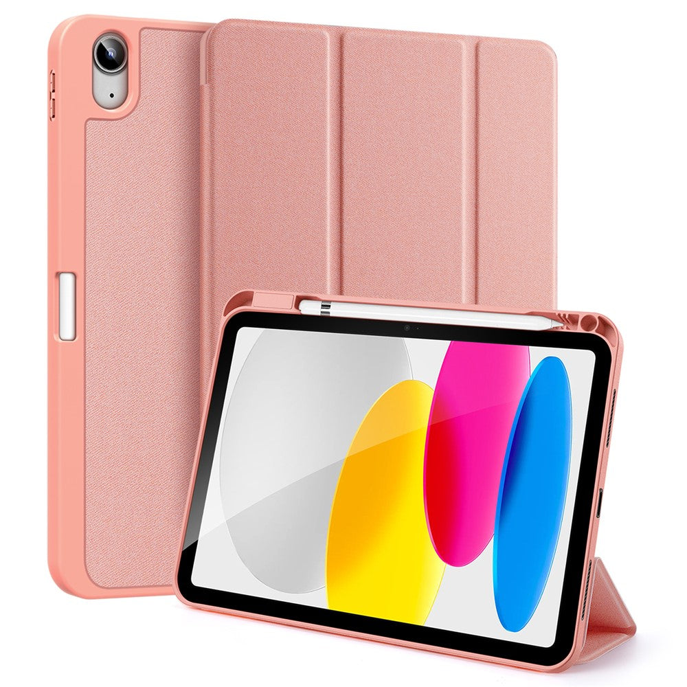 for iPad (2025) / 10.9 (2022) Case Wake/sleep Tri-Fold Stand Leather Cover - Pink