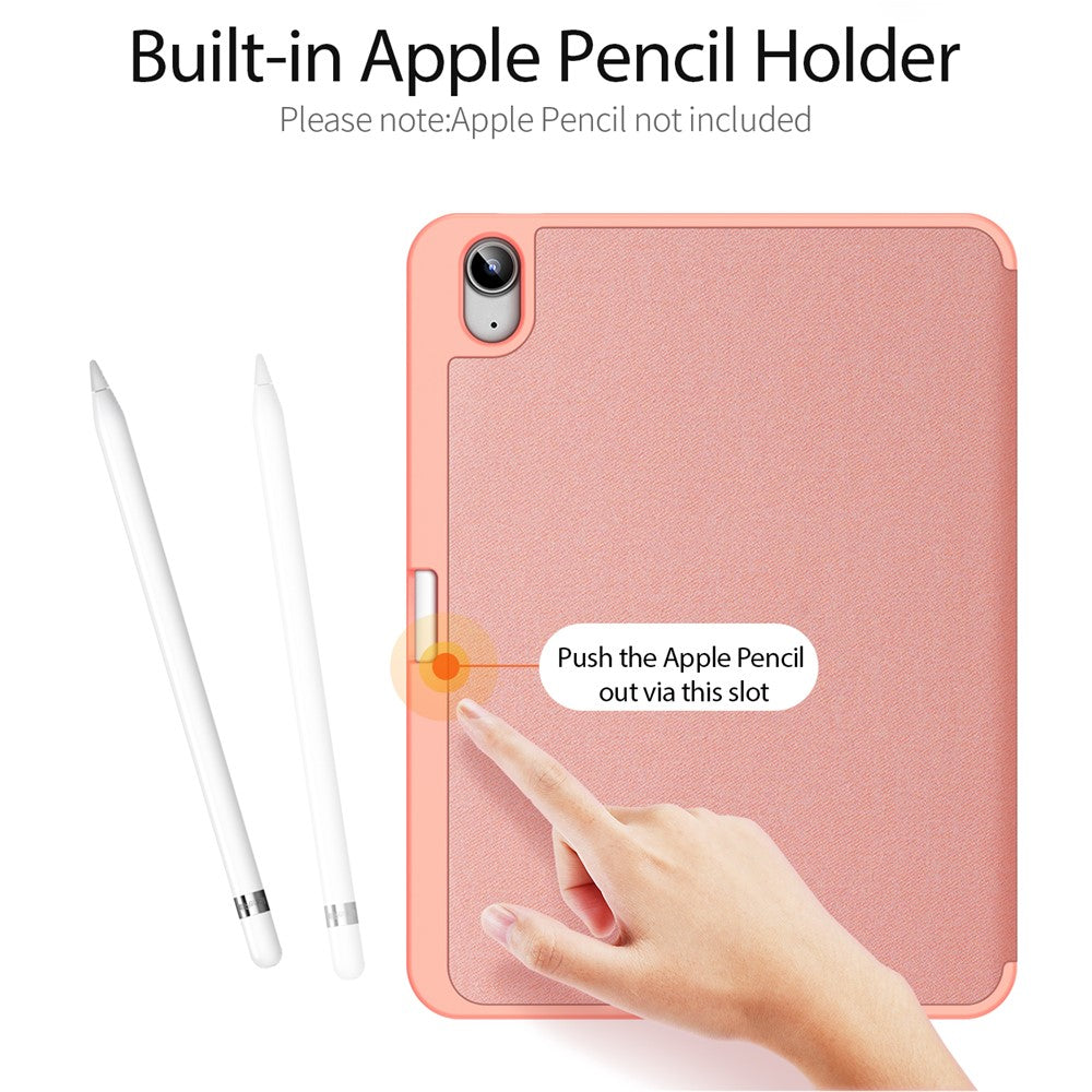 for iPad (2025) / 10.9 (2022) Case Wake/sleep Tri-Fold Stand Leather Cover - Pink