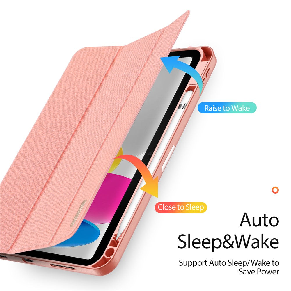 for iPad (2025) / 10.9 (2022) Case Wake/sleep Tri-Fold Stand Leather Cover - Pink
