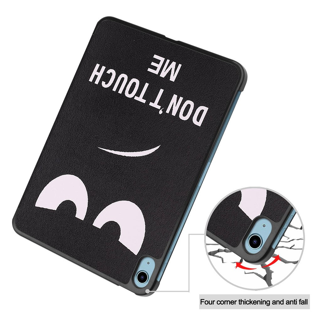 For iPad (2025) / 10.9 (2022) Tri-Fold Stand Case Pattern Printing Folio Flip PU Leather Tablet Cover - Don't Touch Me