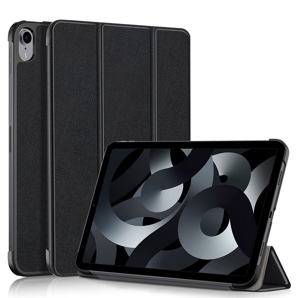 For iPad (2025) / 10.9 (2022) PU Leather Tablet Case Trifold Stand Full Protection Tablet Cover - Black