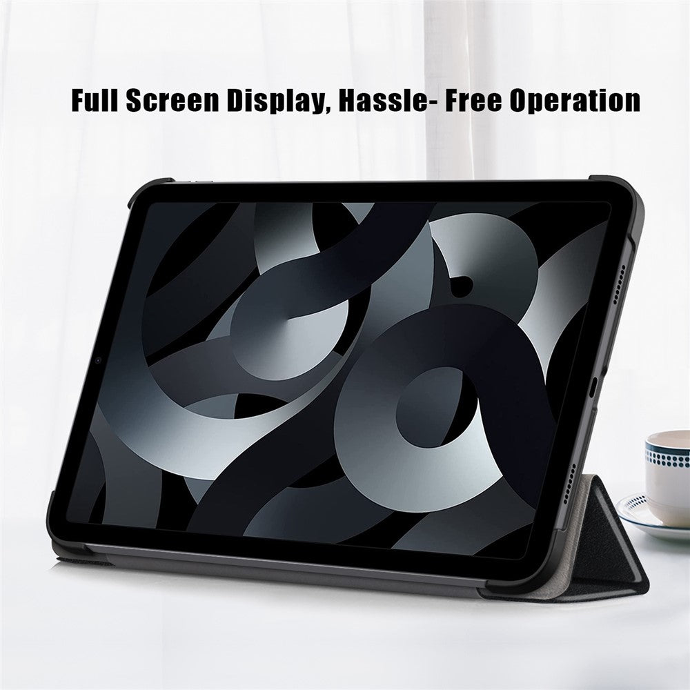 For iPad (2025) / 10.9 (2022) PU Leather Tablet Case Trifold Stand Full Protection Tablet Cover - Black