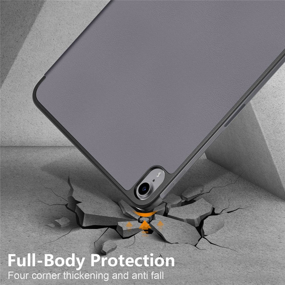 For iPad (2025)/10.9 (2022) PU Leather Tablet Case Trifold Stand Full Protection Tablet Cover - Grey