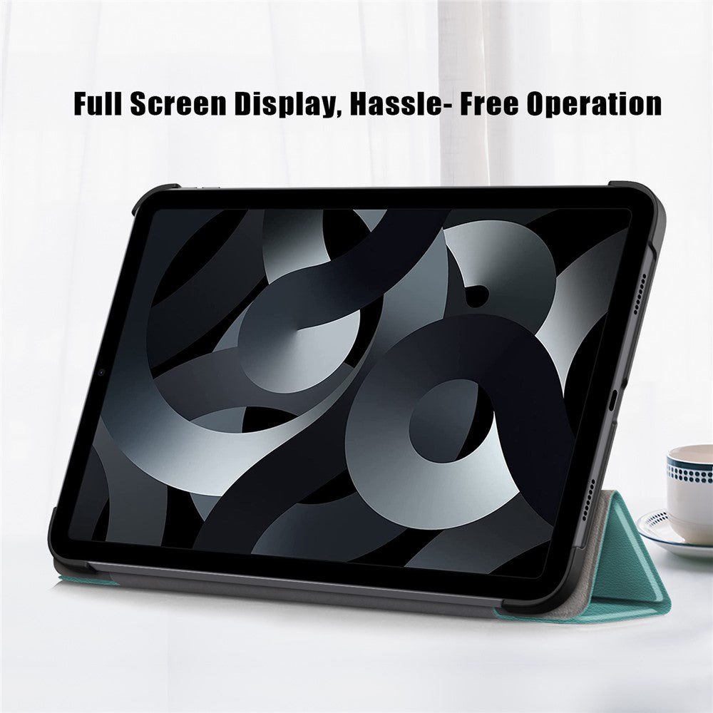For iPad (2025)/10.9 (2022) PU Leather Tablet Case Trifold Stand Full Protection Tablet Cover - Blackish Green