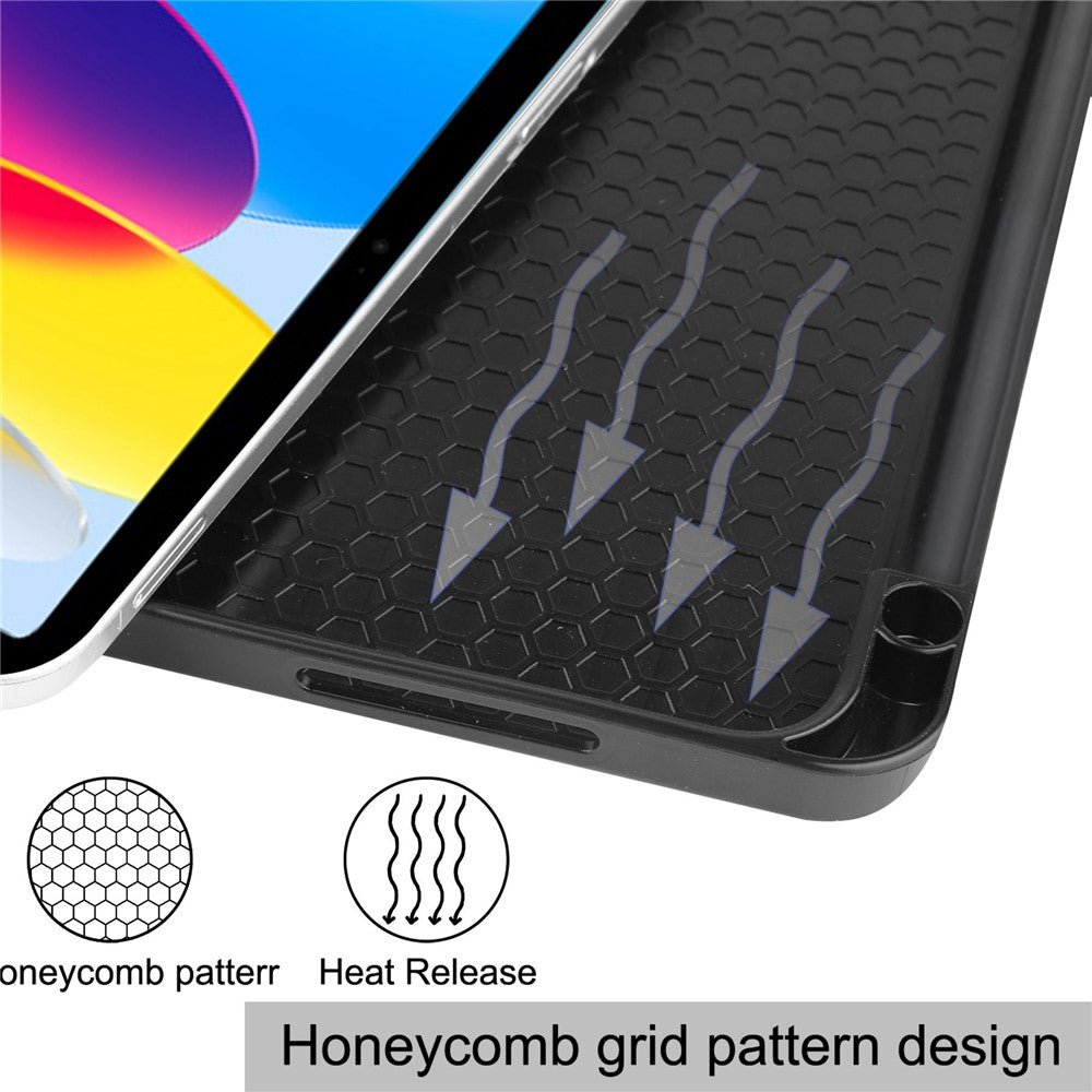 For iPad (2025) / 10.9 (2022) PU Leather Tablet Case Tri-Fold Stand Auto Wake / Sleep Protective Cover with Pen Slot - Rose Gold