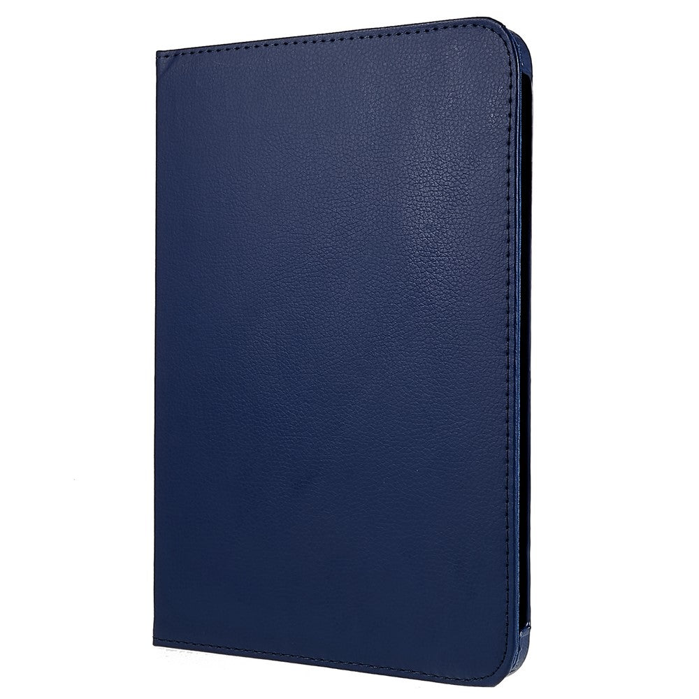 For iPad (2025) / 10.9 (2022) Protective Case Rotary Stand PU Leather Tablet Cover with Elastic Band - Dark Blue