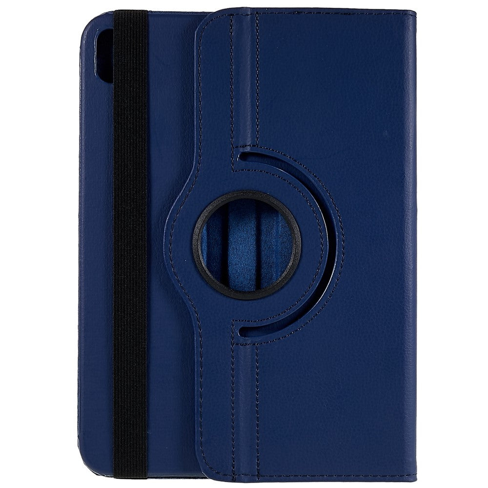 For iPad (2025) / 10.9 (2022) Protective Case Rotary Stand PU Leather Tablet Cover with Elastic Band - Dark Blue