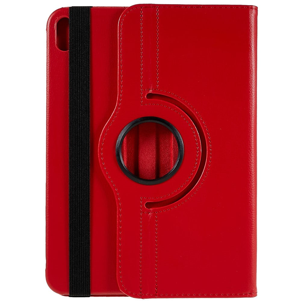 For iPad (2025) / 10.9 (2022) Protective Case Rotary Stand PU Leather Tablet Cover with Elastic Band - Red
