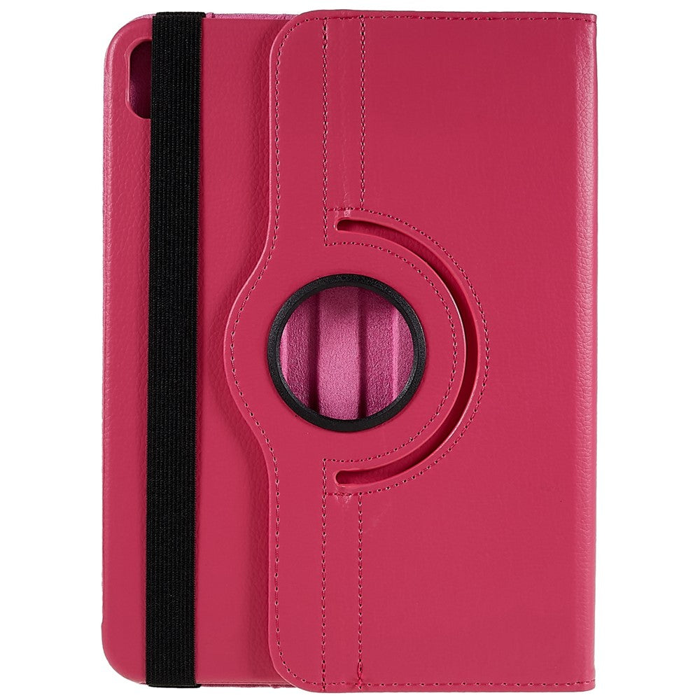 For iPad (2025) / 10.9 (2022) Protective Case Rotary Stand PU Leather Tablet Cover with Elastic Band - Rose
