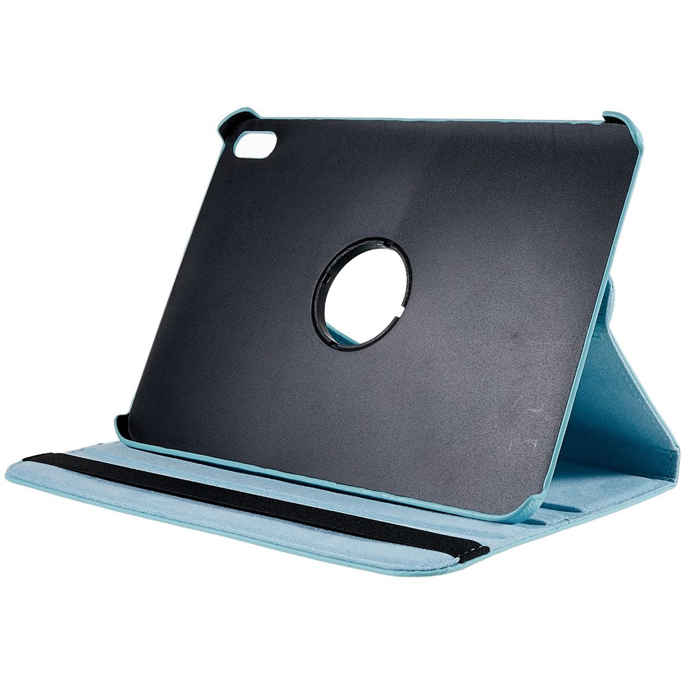 For iPad (2025) / 10.9 (2022) Protective Case Rotary Stand PU Leather Tablet Cover with Elastic Band - Baby Blue