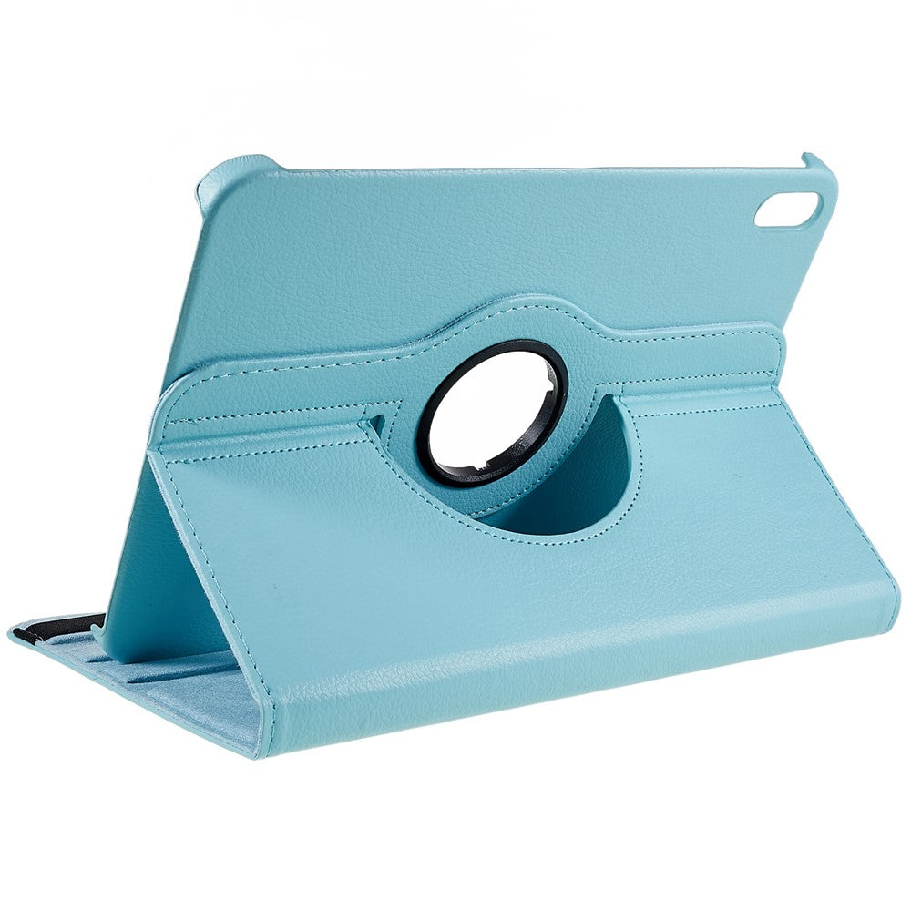 For iPad (2025) / 10.9 (2022) Protective Case Rotary Stand PU Leather Tablet Cover with Elastic Band - Baby Blue