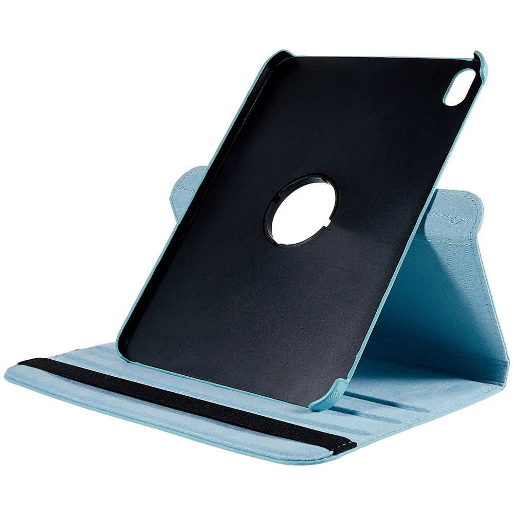 For iPad (2025) / 10.9 (2022) Protective Case Rotary Stand PU Leather Tablet Cover with Elastic Band - Baby Blue