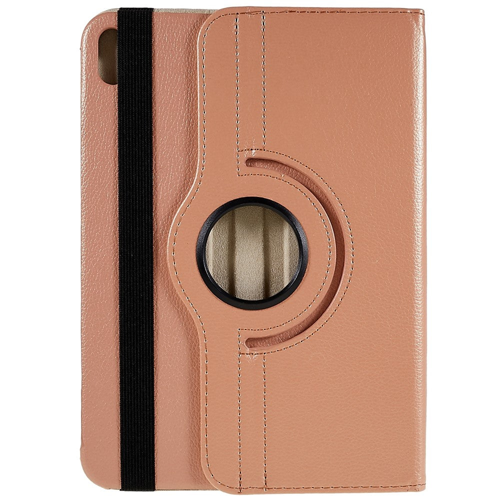 For iPad (2025) / 10.9 (2022) Protective Case Rotary Stand PU Leather Tablet Cover with Elastic Band - Rose Gold