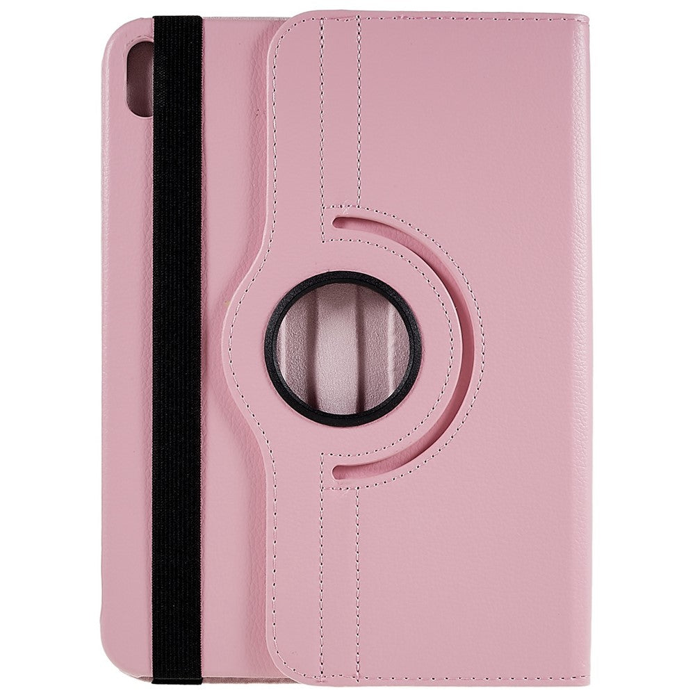 For iPad (2025) / 10.9 (2022) Protective Case Rotary Stand PU Leather Tablet Cover with Elastic Band - Pink