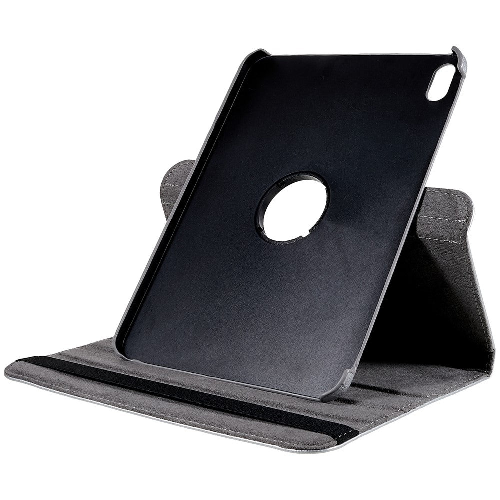 For iPad (2025) / 10.9 (2022) Protective Case Rotary Stand PU Leather Tablet Cover with Elastic Band - Silver