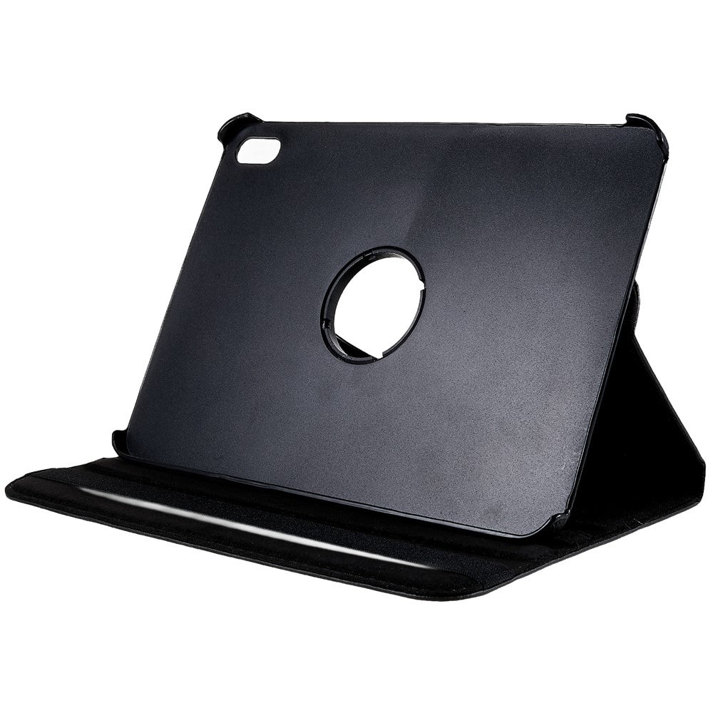 For iPad (2025) / 10.9 (2022) Protective Case Rotary Stand PU Leather Tablet Cover with Elastic Band - Black