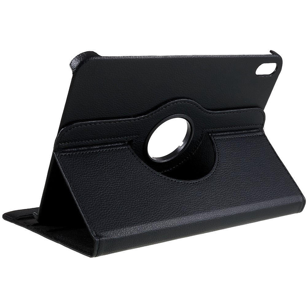 For iPad (2025) / 10.9 (2022) Protective Case Rotary Stand PU Leather Tablet Cover with Elastic Band - Black