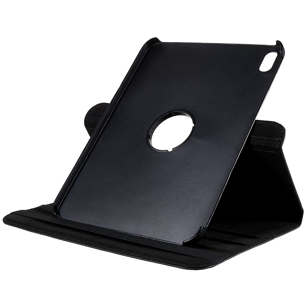 For iPad (2025) / 10.9 (2022) Protective Case Rotary Stand PU Leather Tablet Cover with Elastic Band - Black