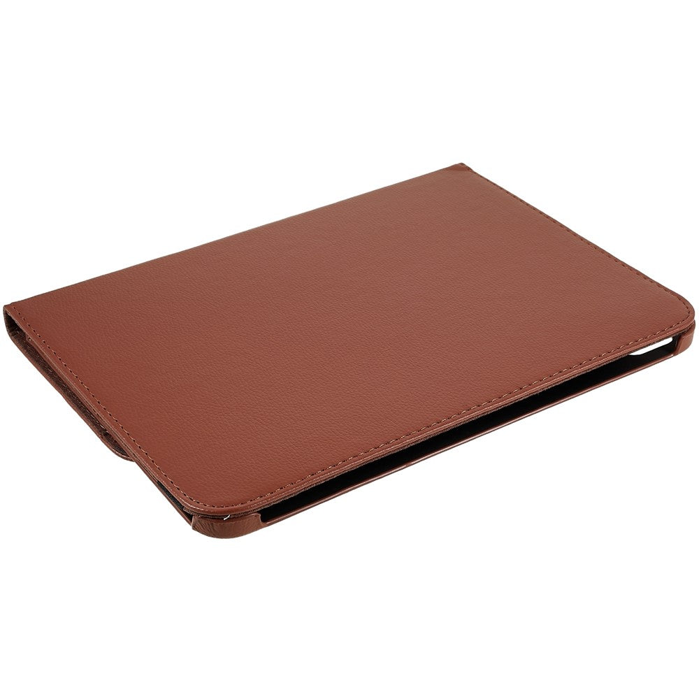 For iPad (2025) / 10.9 (2022) Protective Case Rotary Stand PU Leather Tablet Cover with Elastic Band - Brown