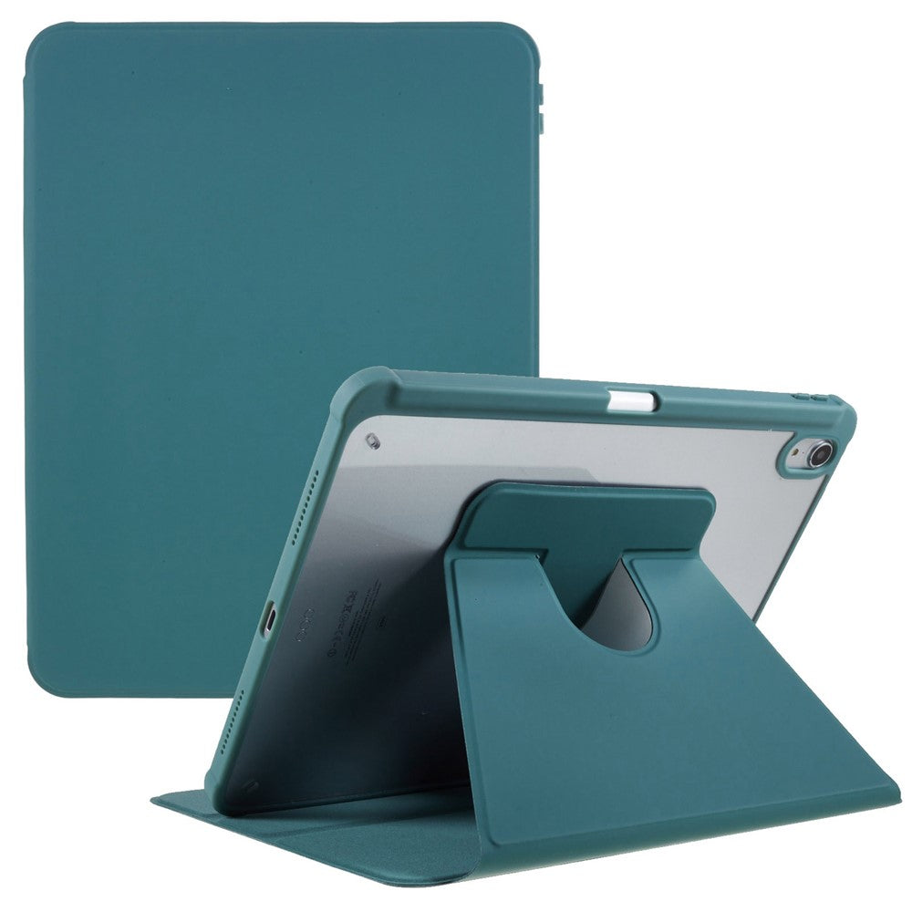 For iPad Air 11 (2025) / (2024) / Air (2022) / (2020) Auto Wake and Sleep Tablet Case Kickstand PU Leather Cover - Midnight Green