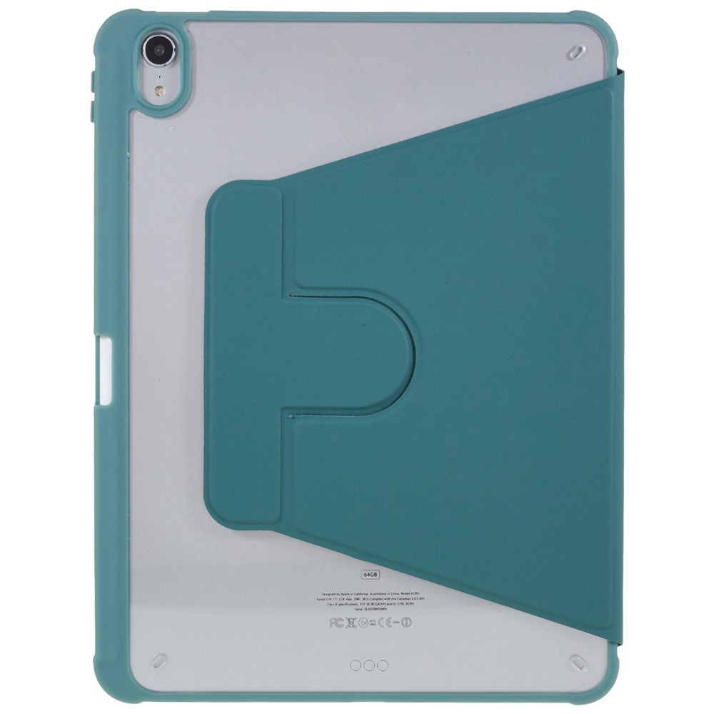 For iPad Air 11 (2025) / (2024) / Air (2022) / (2020) Auto Wake and Sleep Tablet Case Kickstand PU Leather Cover - Midnight Green