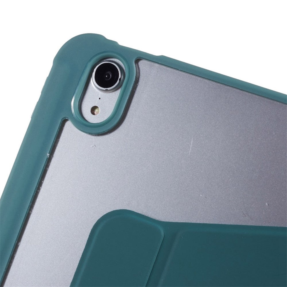 For iPad Air 11 (2025) / (2024) / Air (2022) / (2020) Auto Wake and Sleep Tablet Case Kickstand PU Leather Cover - Midnight Green