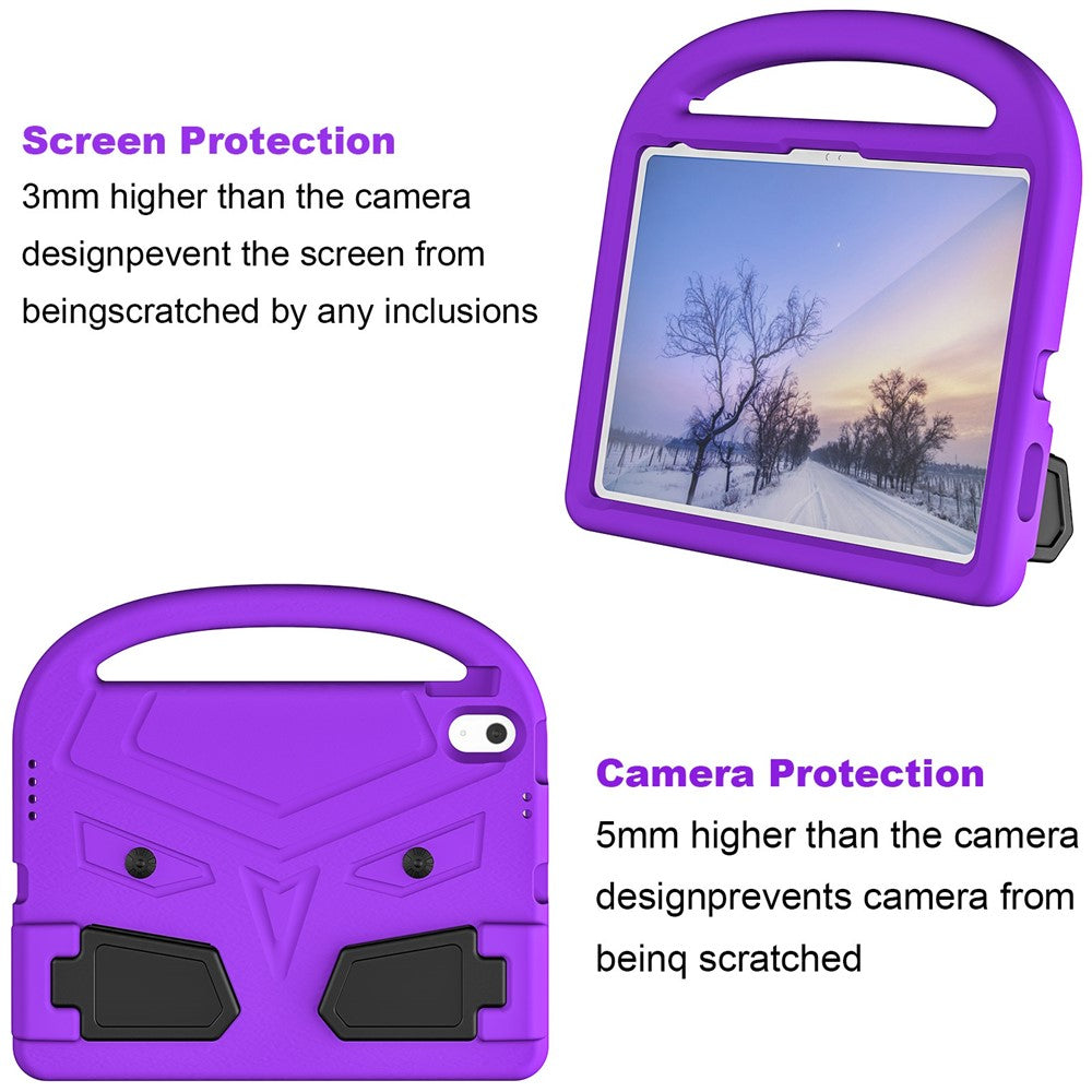 For iPad (2025) / 10.9 (2022) Sparrow Style Foldable Kickstand Tablet Cover with Handle - Purple