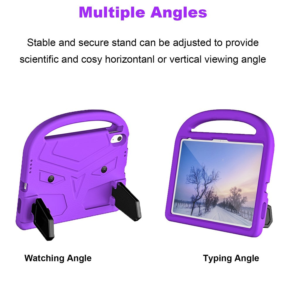 For iPad (2025) / 10.9 (2022) Sparrow Style Foldable Kickstand Tablet Cover with Handle - Purple