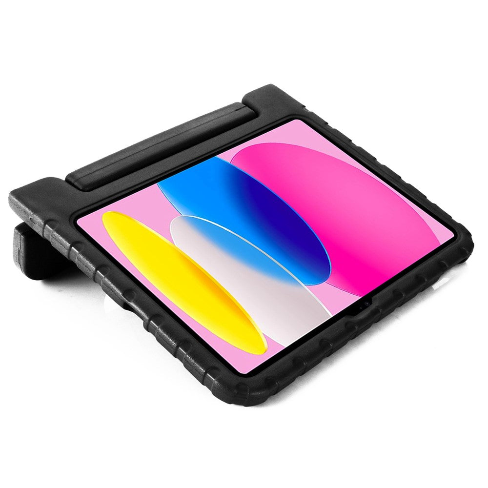 For iPad (2025) / 10.9 (2022) Protective Tablet Cover Case with Kickstand Handle - Black