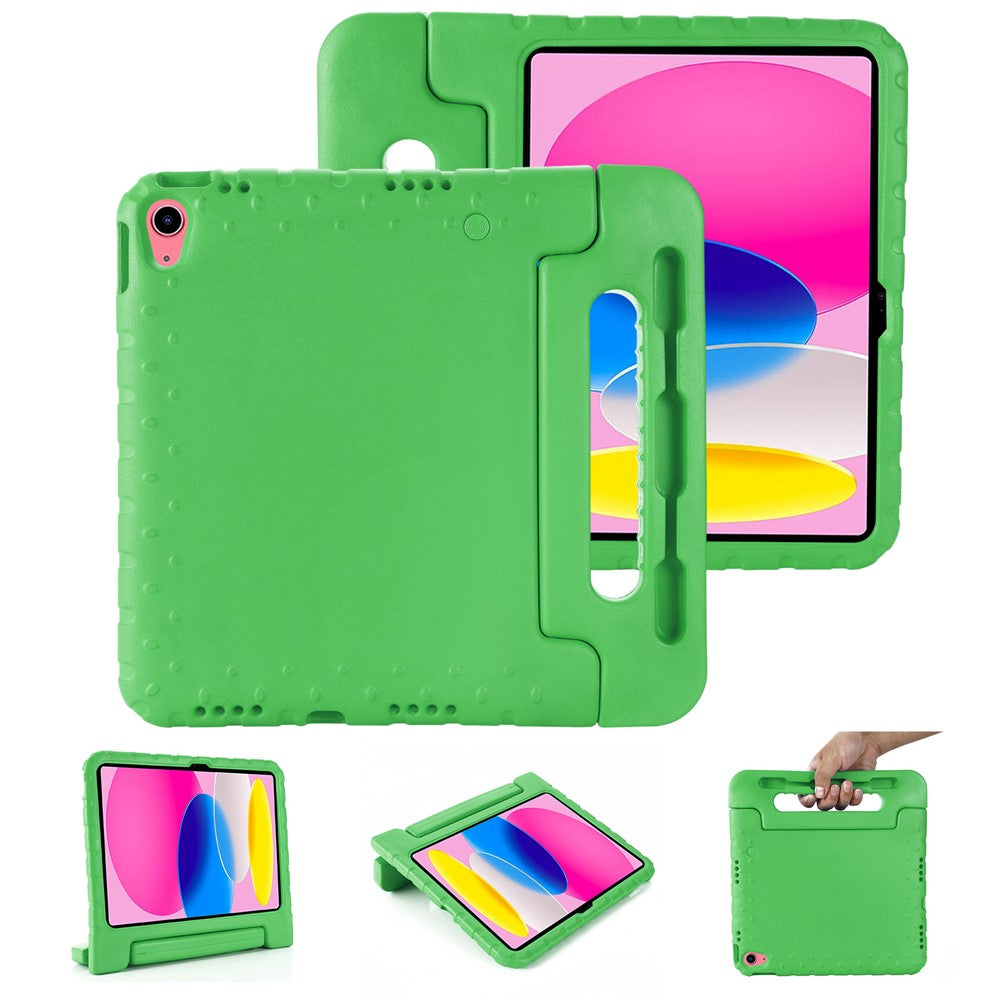 For iPad (2025) / 10.9 (2022) Protective Tablet Cover Case with Kickstand Handle - Green