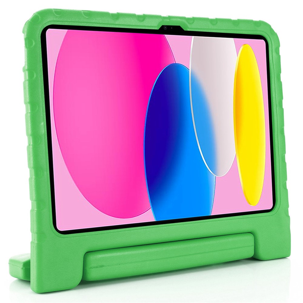 For iPad (2025) / 10.9 (2022) Protective Tablet Cover Case with Kickstand Handle - Green