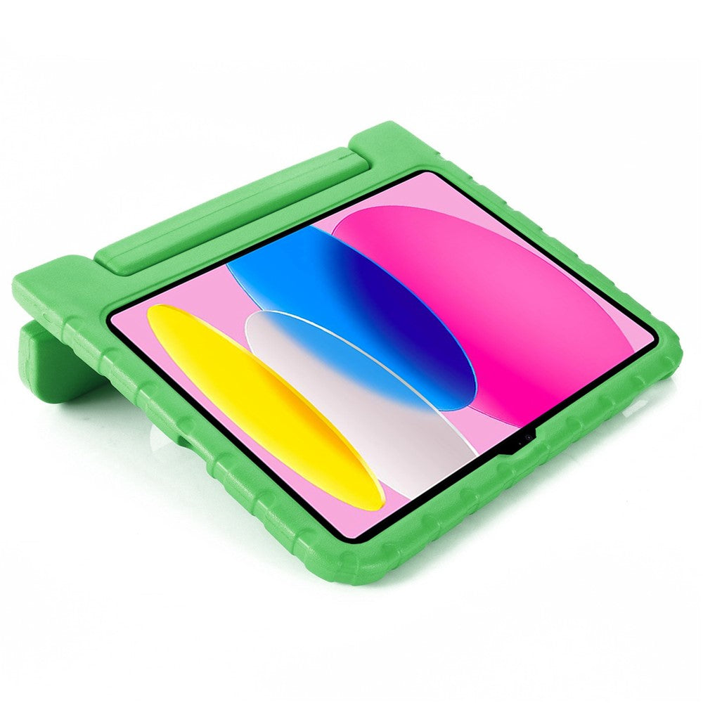 For iPad (2025) / 10.9 (2022) Protective Tablet Cover Case with Kickstand Handle - Green