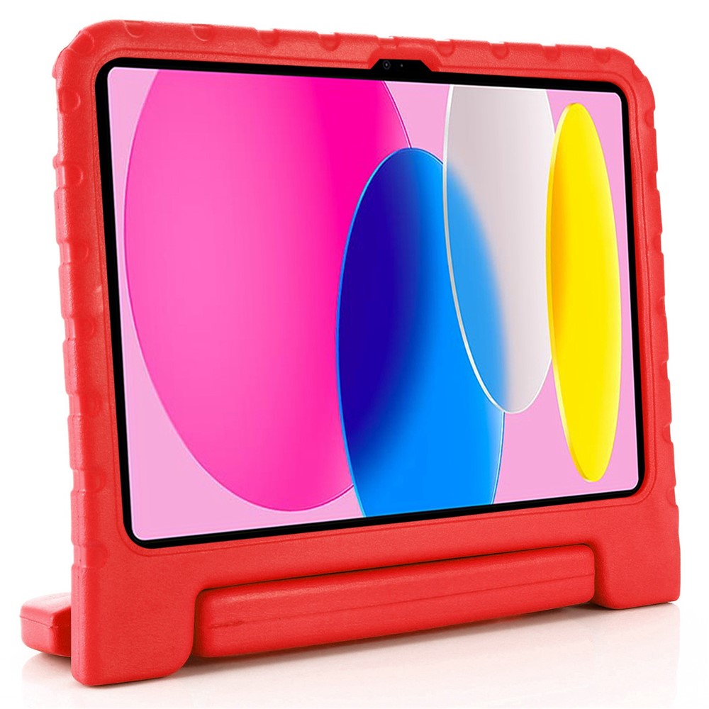 For iPad (2025) / 10.9 (2022) Protective Tablet Cover Case with Kickstand Handle - Red