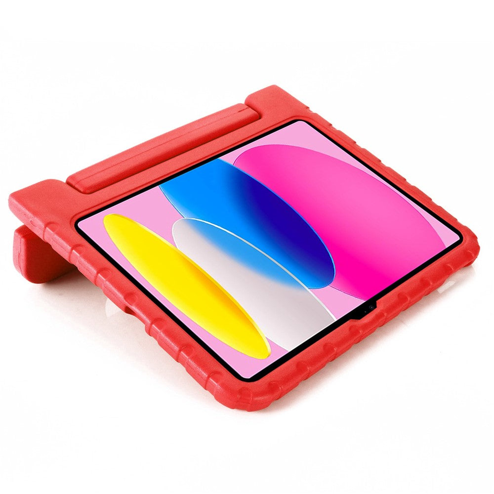 For iPad (2025) / 10.9 (2022) Protective Tablet Cover Case with Kickstand Handle - Red