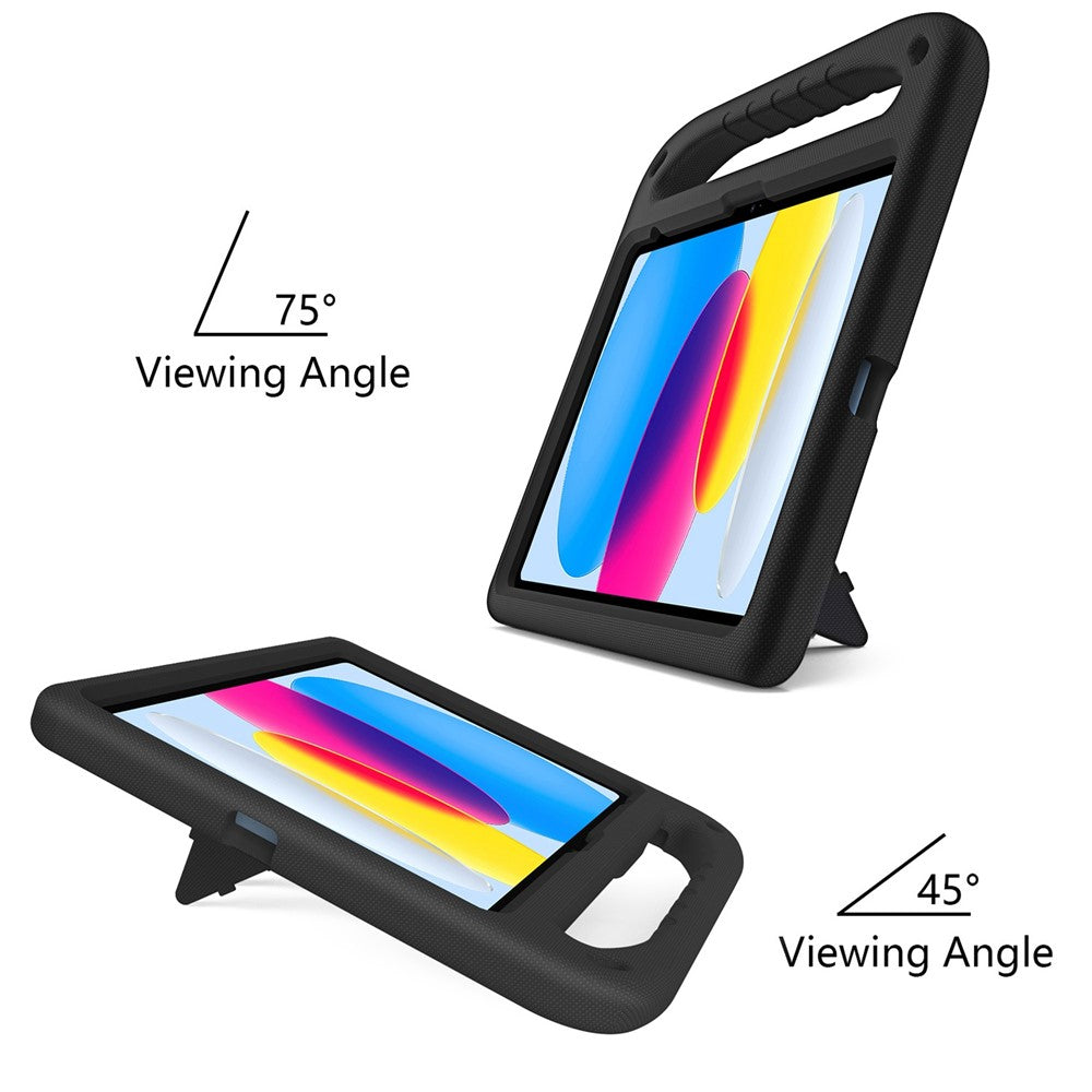 For iPad (2025) / 10.9 (2022) Hand Grip EVA Tablet Case Foldable Kickstand Protective Cover - Black