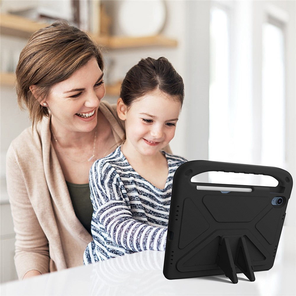 For iPad (2025) / 10.9 (2022) Hand Grip EVA Tablet Case Foldable Kickstand Protective Cover - Black