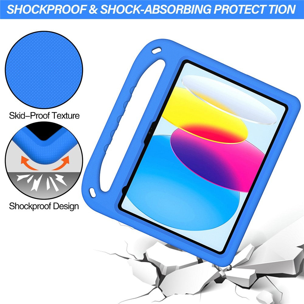 For iPad (2025) / 10.9 (2022) Hand Grip EVA Tablet Case Foldable Kickstand Protective Cover - Blue