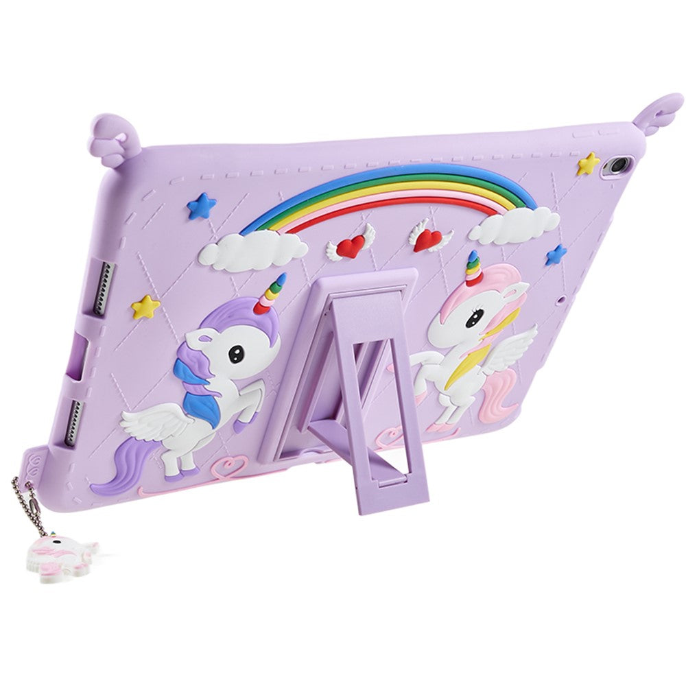 For iPad Pro 10.5-inch (2017) / Air 10.5 inch (2019) Silicone+PC Tablet Cover Decor Kickstand Case with Strap