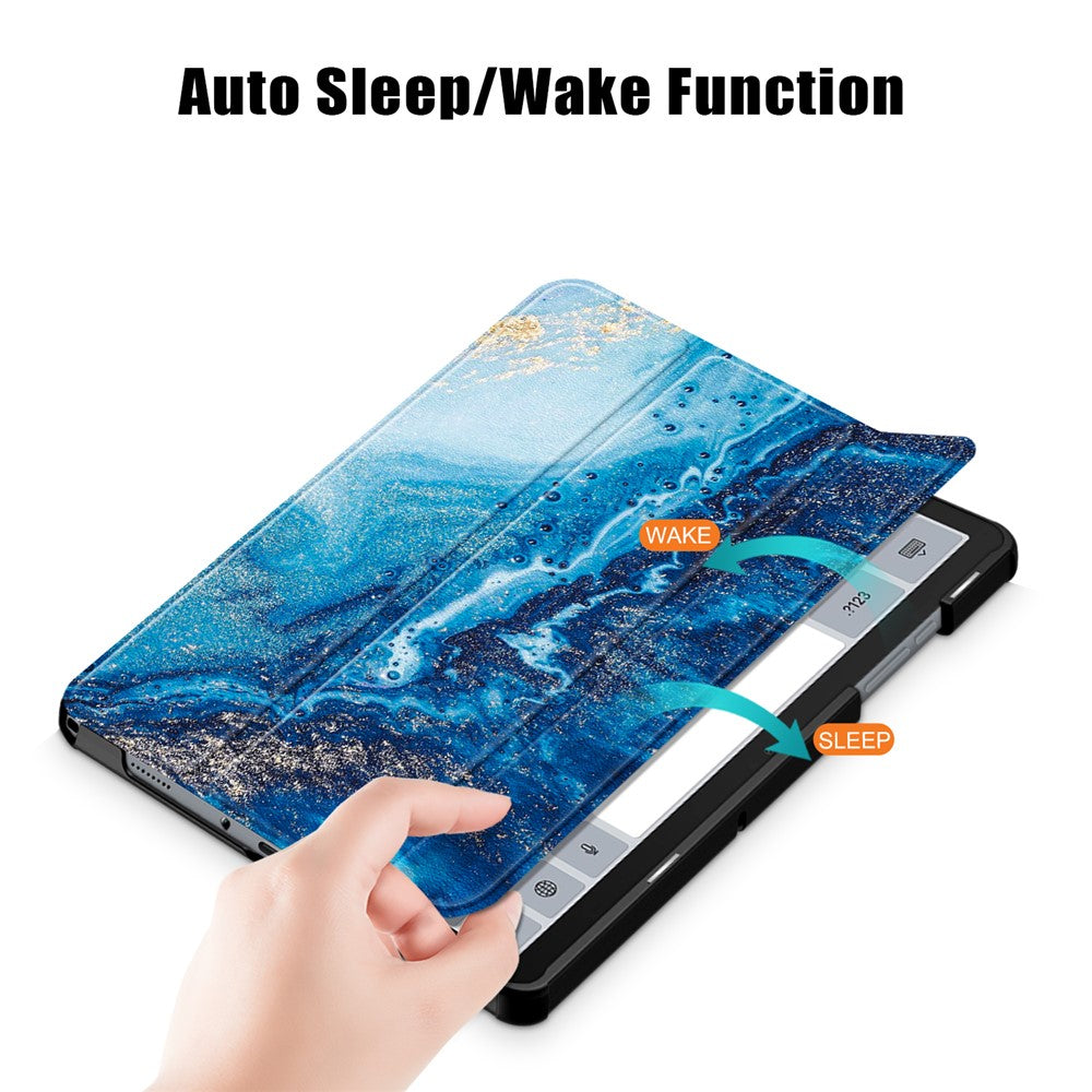 For Samsung Galaxy Tab A9+ X210/X216/X218 Leather Stand Cover Pattern Printing Tablet Case - Wave