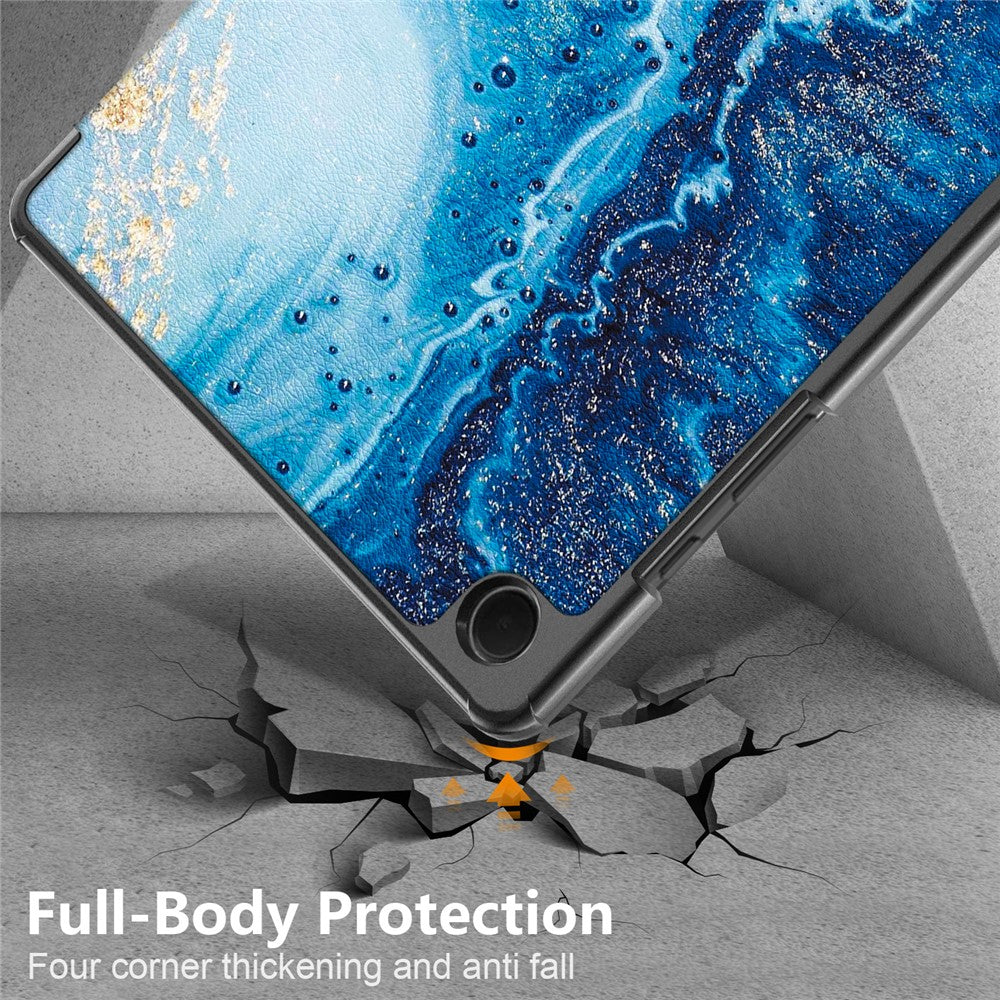 For Samsung Galaxy Tab A9+ X210/X216/X218 Leather Stand Cover Pattern Printing Tablet Case - Wave