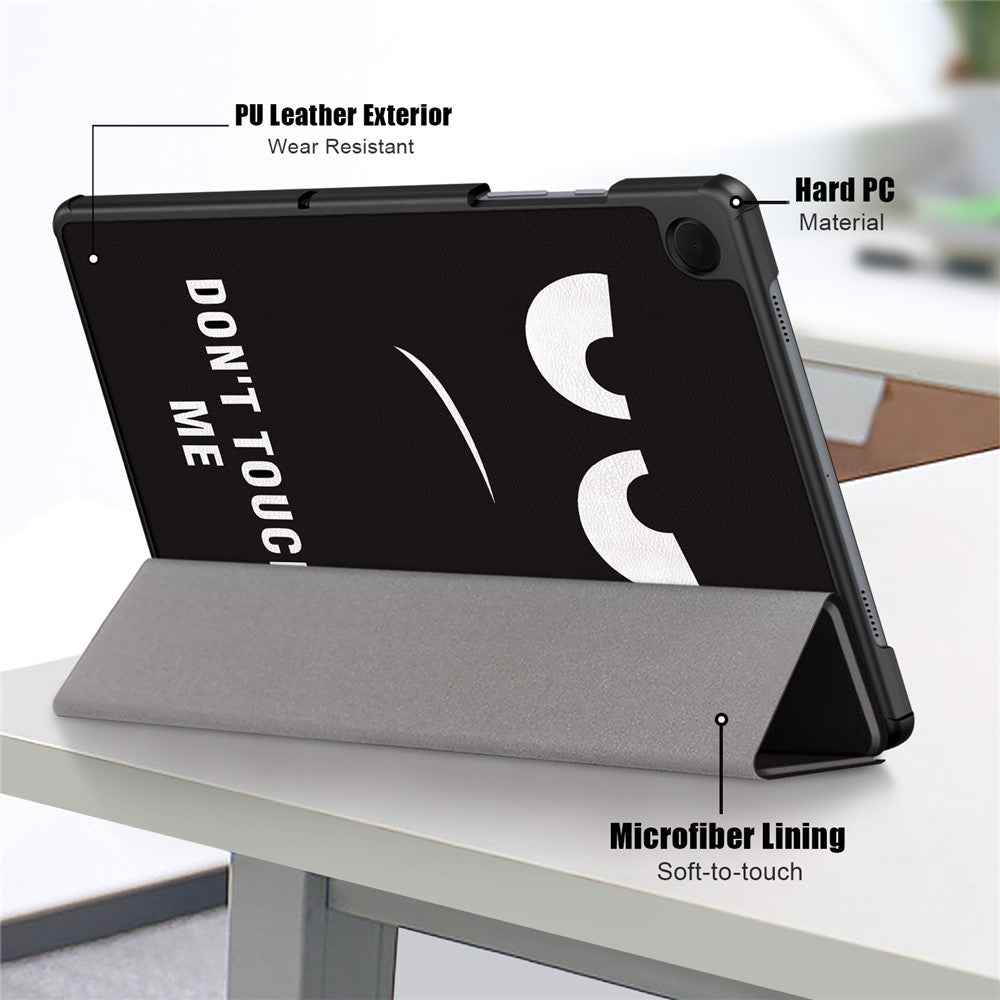 For Samsung Galaxy Tab A9+ X210/X216/X218 Leather Stand Cover Pattern Printing Tablet Case - Don't Touch Me