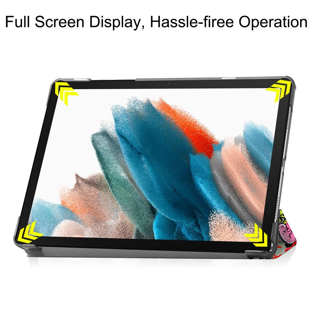 For Samsung Galaxy Tab A9+ Trifold Stand Tablet Case PU Leather Pattern Printing Smart Protective Cover - Graffiti
