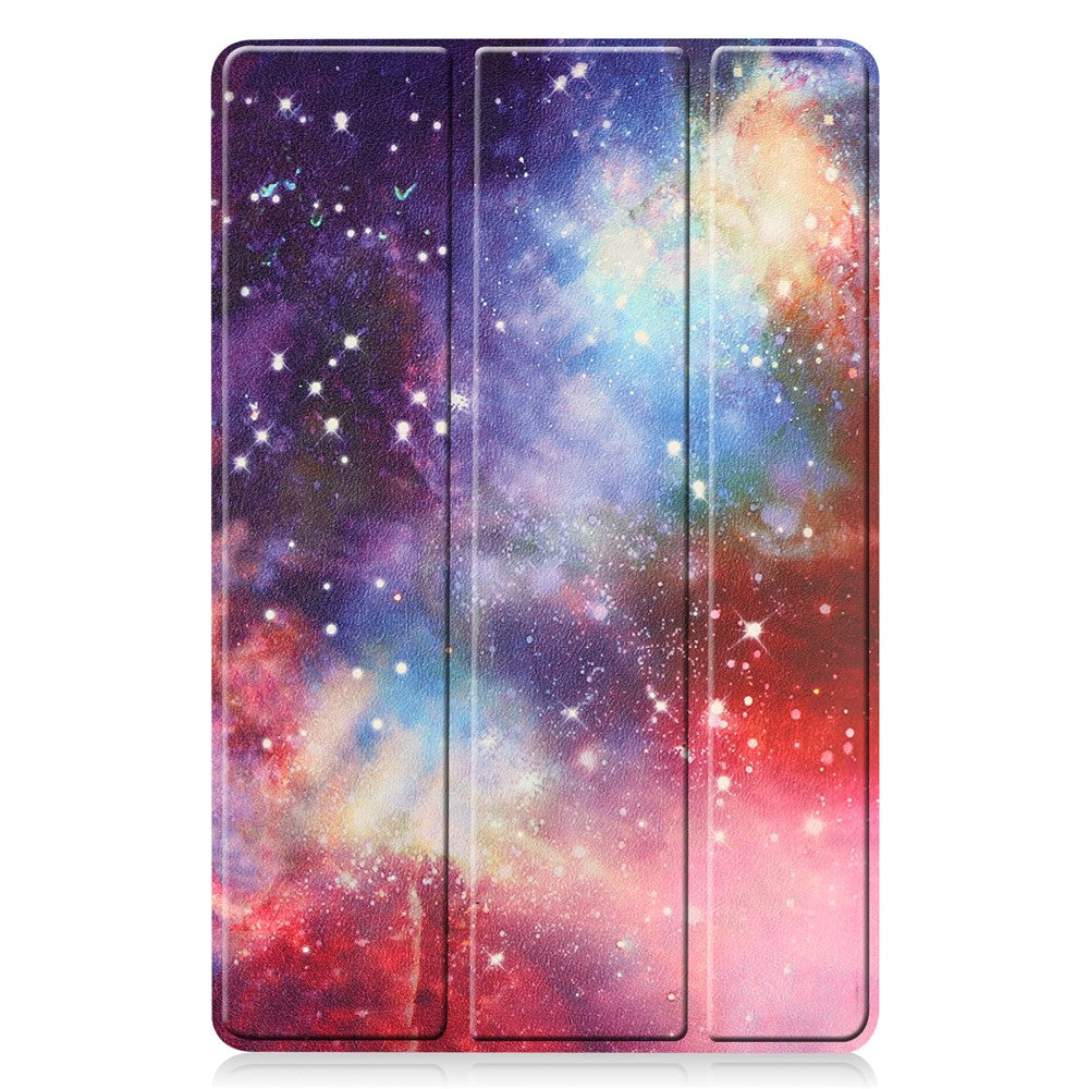 For Samsung Galaxy Tab S10 FE / S9 FE Case Pattern Printing Trifold Stand Tablet Cover - Galaxy