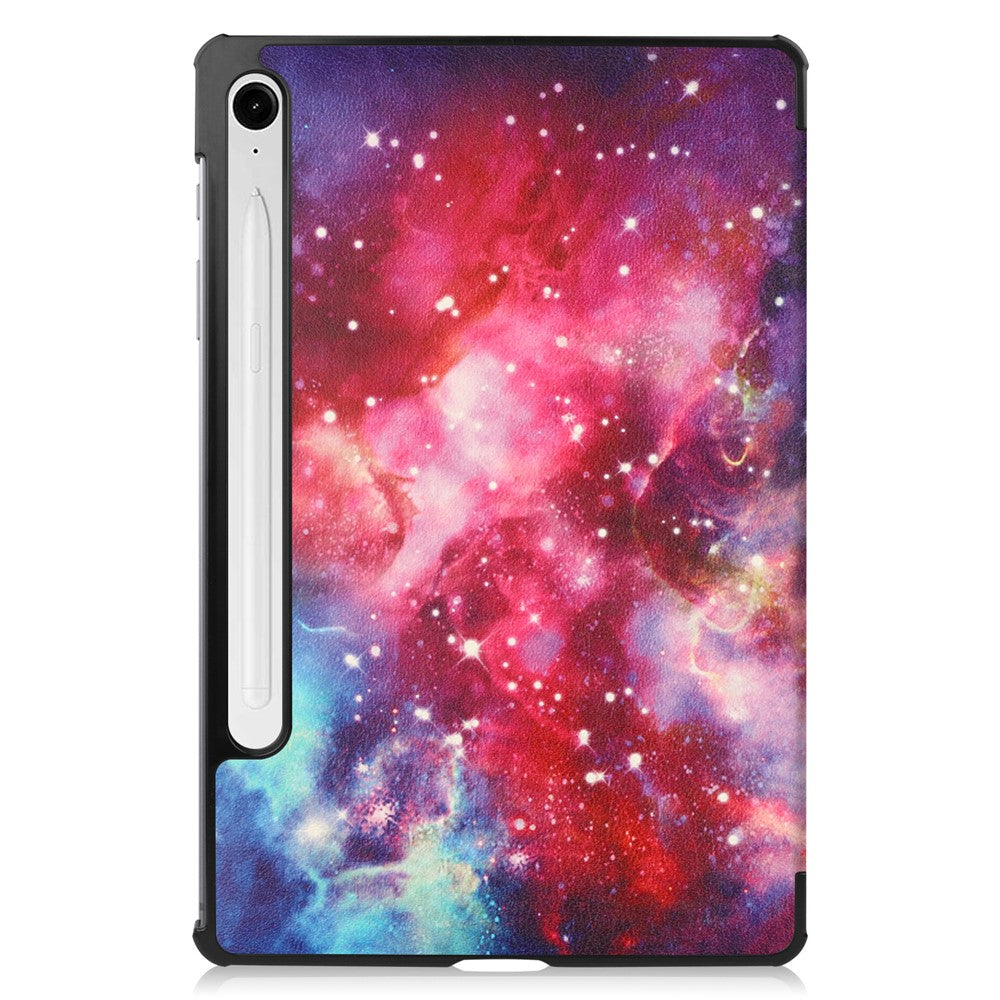 For Samsung Galaxy Tab S10 FE / S9 FE Case Pattern Printing Trifold Stand Tablet Cover - Galaxy