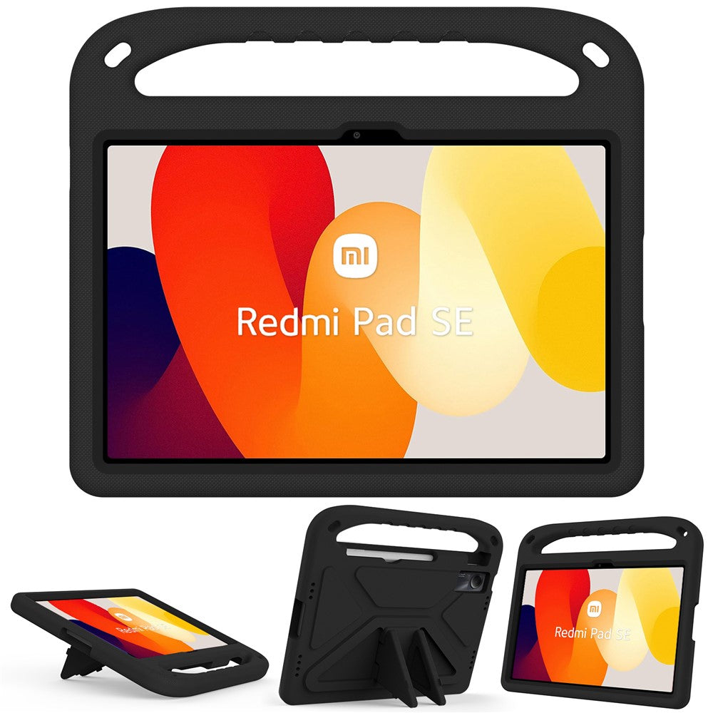For Xiaomi Redmi Pad SE Case Hand Grip EVA Tablet Kickstand Cover - Black