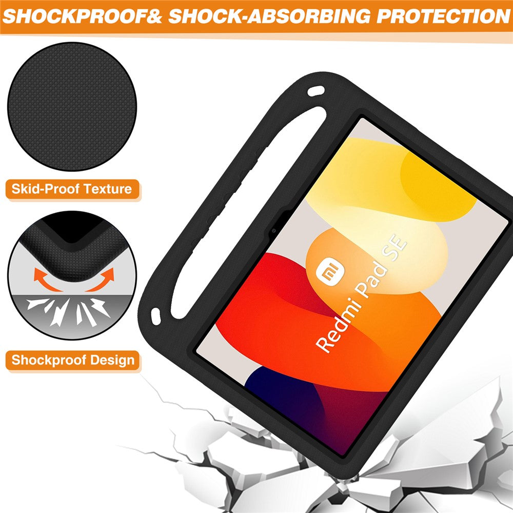 For Xiaomi Redmi Pad SE Case Hand Grip EVA Tablet Kickstand Cover - Black