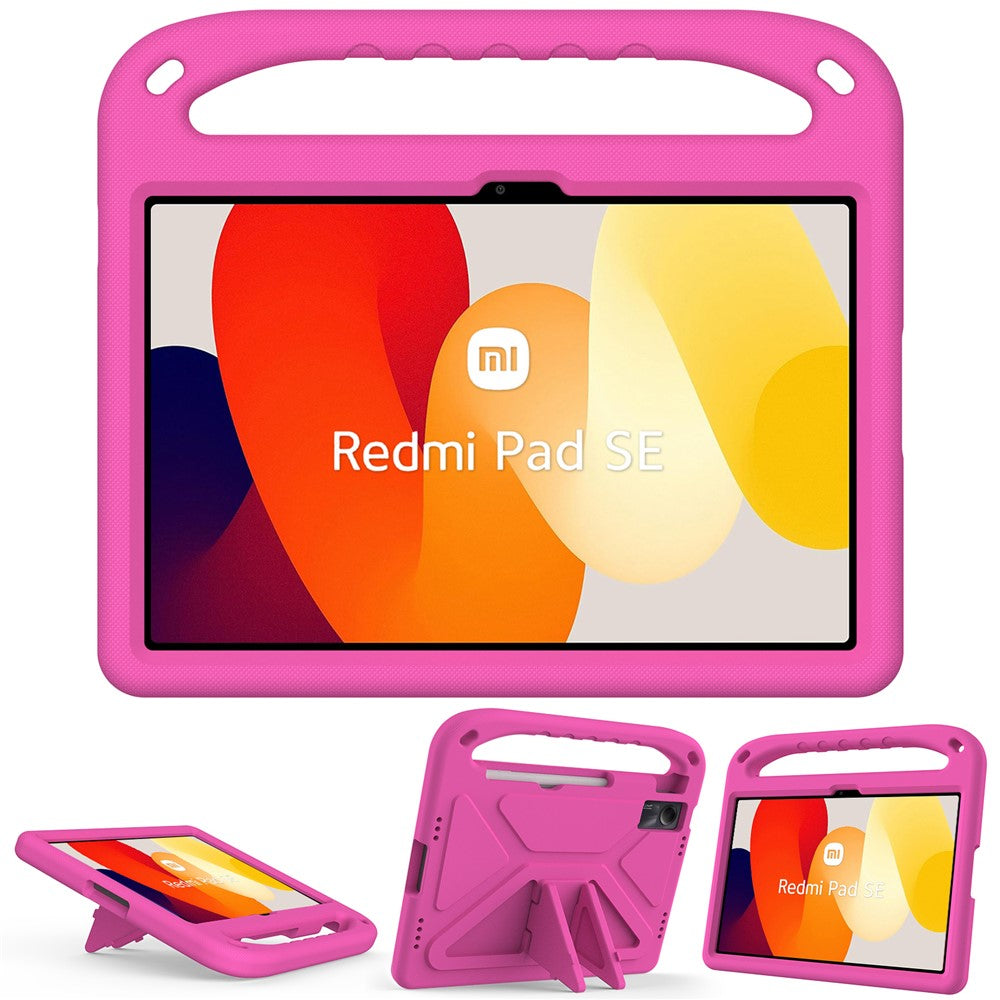 For Xiaomi Redmi Pad SE Case Hand Grip EVA Tablet Kickstand Cover - Rose