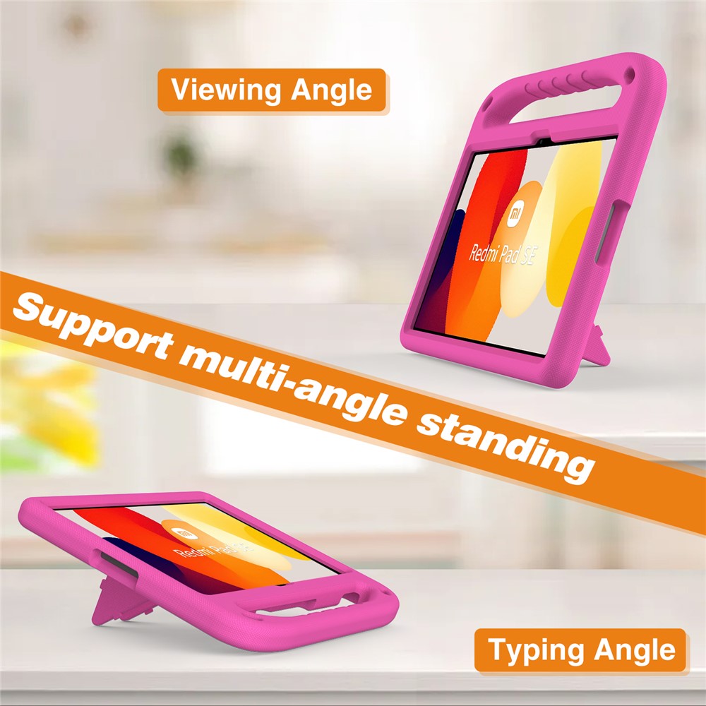 For Xiaomi Redmi Pad SE Case Hand Grip EVA Tablet Kickstand Cover - Rose